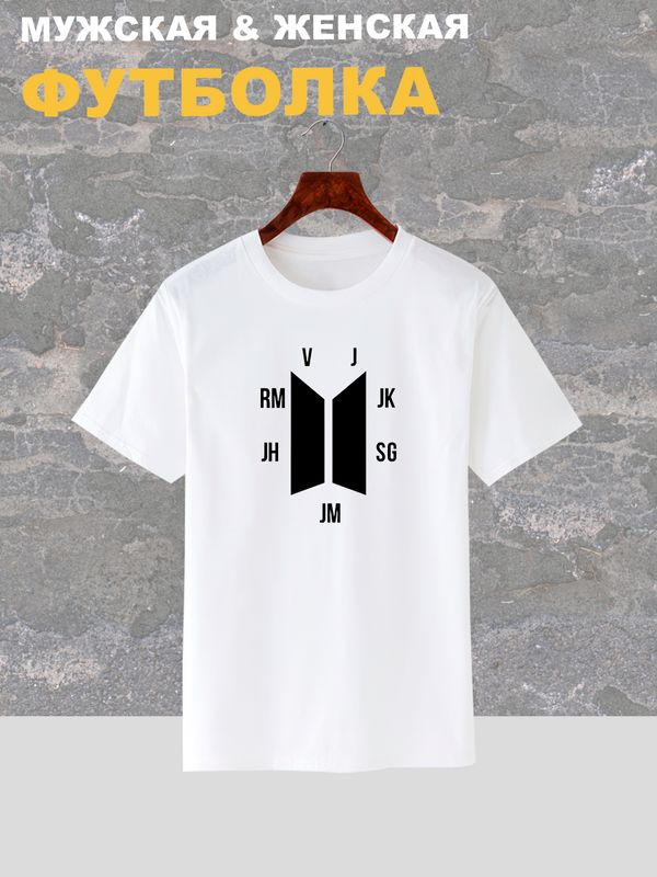 Футболка BTS logo БТС V JK SG JM JH RM J с принтом