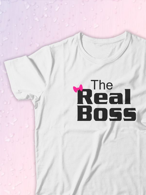Парные футболки The Real Boss Настоящий босс с принтом