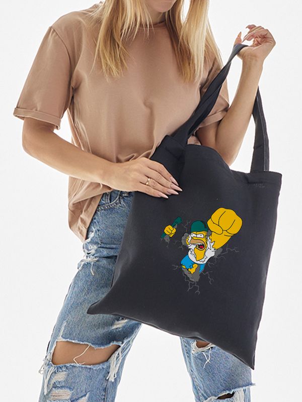 Шоппер с принтом и надписью