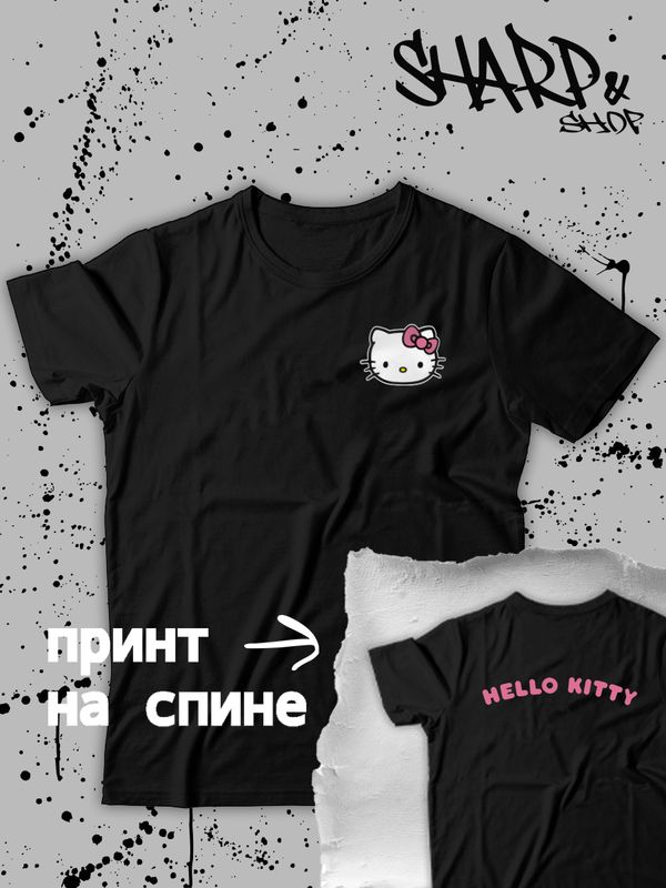 Футболка Hello Kitty Аниме Куроми оверсайз дрейн майка с принтом