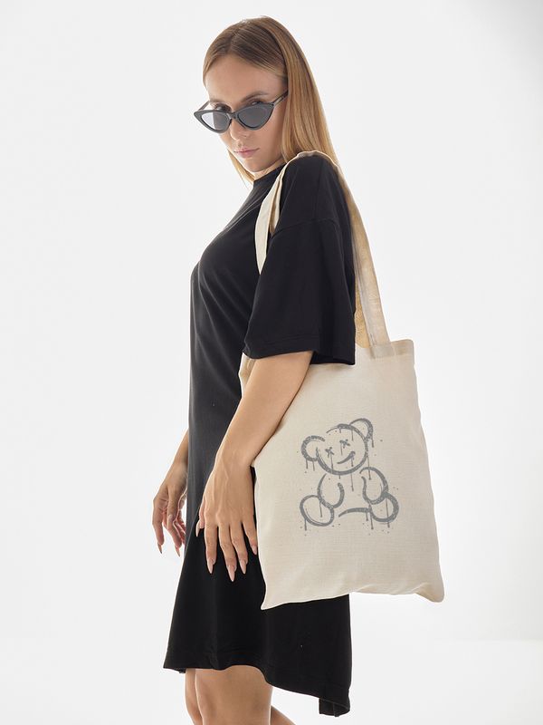 Сумка женская через плечо шоппер с принтом Мишка Тедди граффити teddy