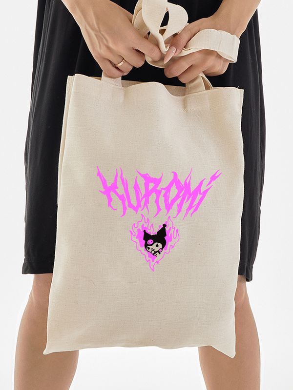 Сумка-шоппер бежевая, хлопок, с принтом аниме Куроми Kuromi zxc.
