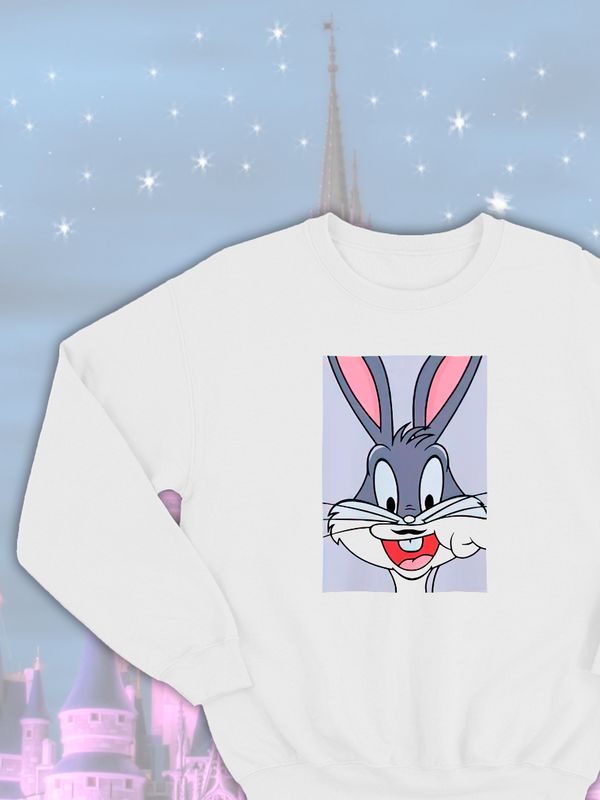 Парные свитшоты Багз Банни кролик Bugs Bunny белая мужская с принтом заяц Багс Бакс Бани для влюбленных пар парня и девушки, двоих подруг, мемная, парная одежда underground y2k оверсайз Парные свитшоты Багз Банни кролик Bugs Bunny белая мужская с принтом заяц Багс Бакс Бани для влюбленных пар парня и девушки, двоих подруг, мемная, парная одежда underground y2k оверсайз