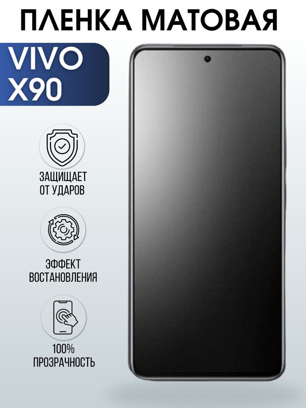 Защитная гидрогелевая пленка для смартфона Vivo X90. Матовая полиуретановая плёнка на мобильный телефон Виво Х90, для защиты экрана.