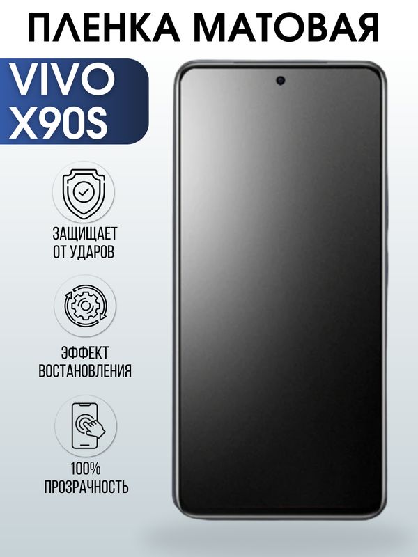 Защитная гидрогелевая пленка для смартфона Vivo X90s. Матовая полиуретановая плёнка на мобильный телефон Виво Х90с, для защиты экрана.