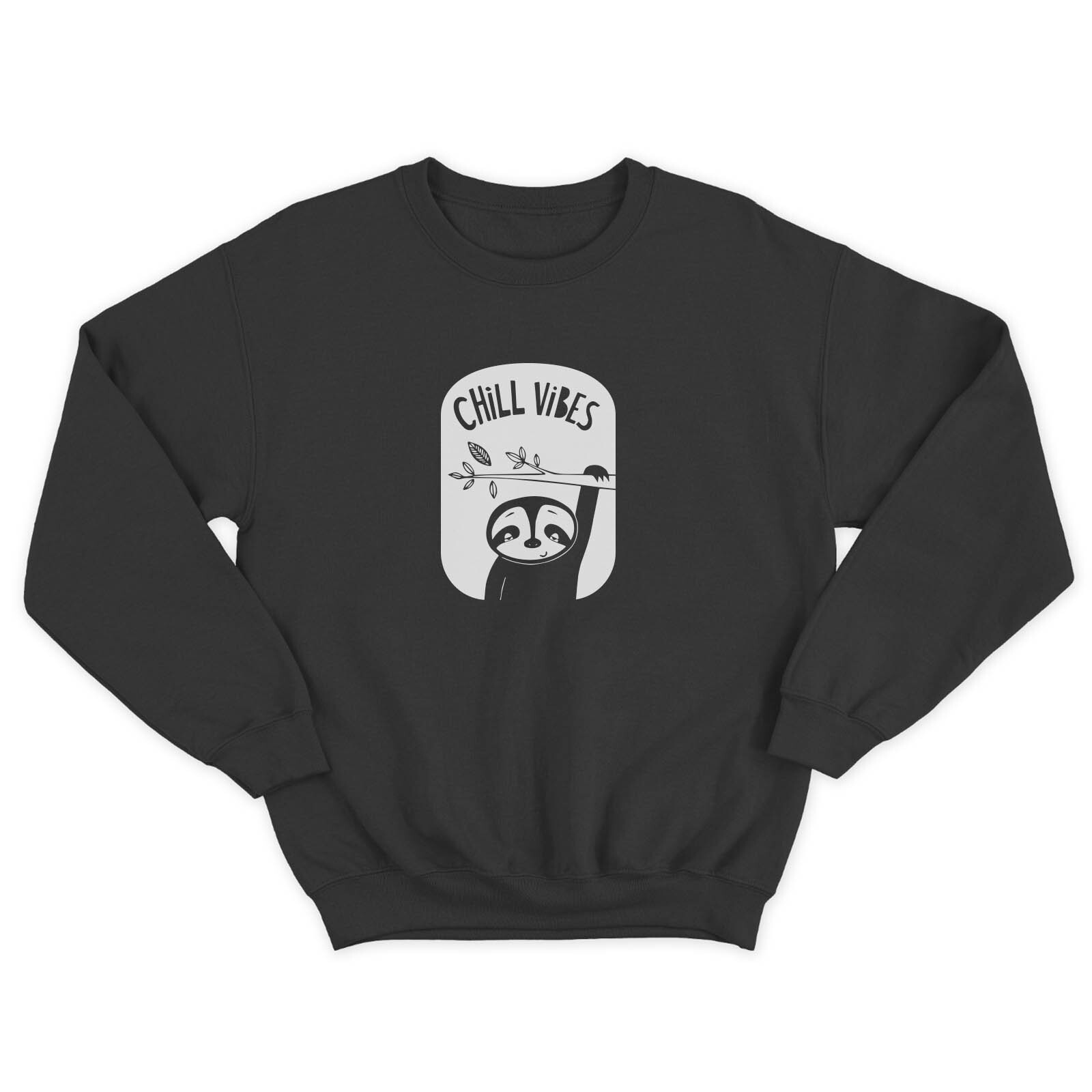 Женский свитшот с прикольным принтом Chill Vibes / Женская толстовка без капюшона с надписью