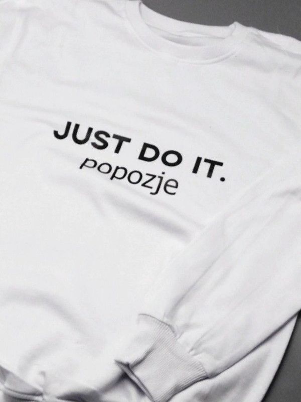 Мужской прикольный свитшот с надписью Just do it popozje / Смешная оригинальная и очень крутая толстовка без капюшона