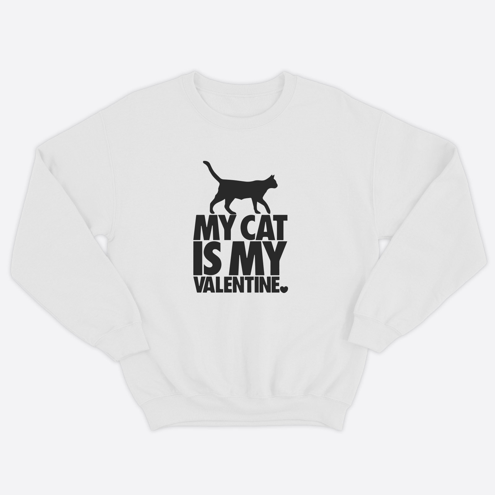 Свитшот ко дню влюбленных с принтом Cat is my Valentine / Свитшот на 14 февраля Свитшот ко дню влюбленных с принтом Cat is my Valentine / Свитшот на 14 февраля
