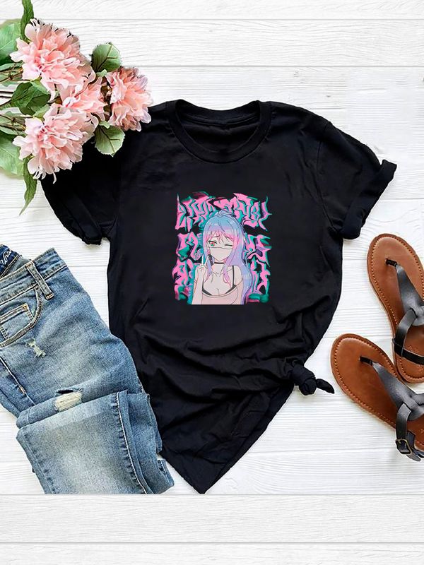 Футболка Аниме тян девушка каваи anime girl kawai y2k с принтом
