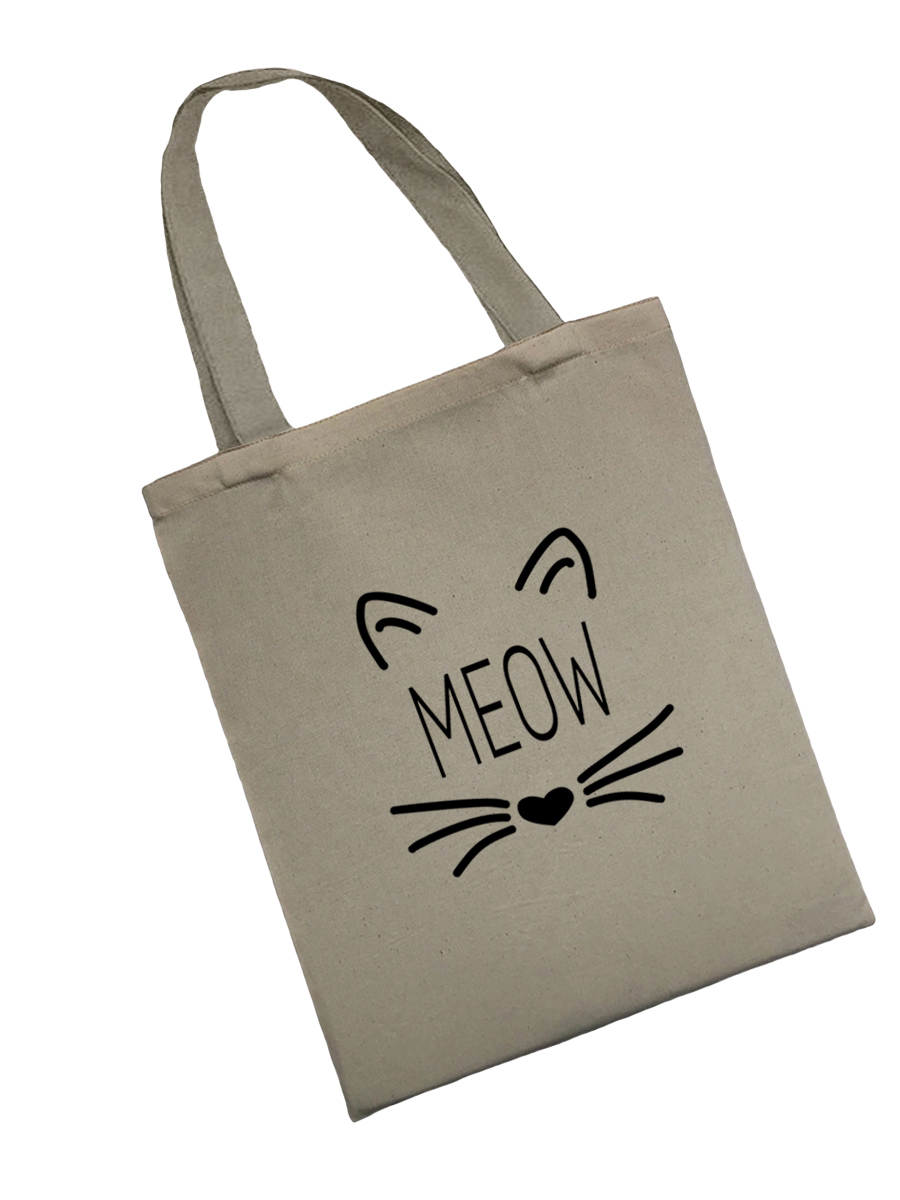 Сумка шоппер - холщовая хлопковая эко сумка с принтом Meow