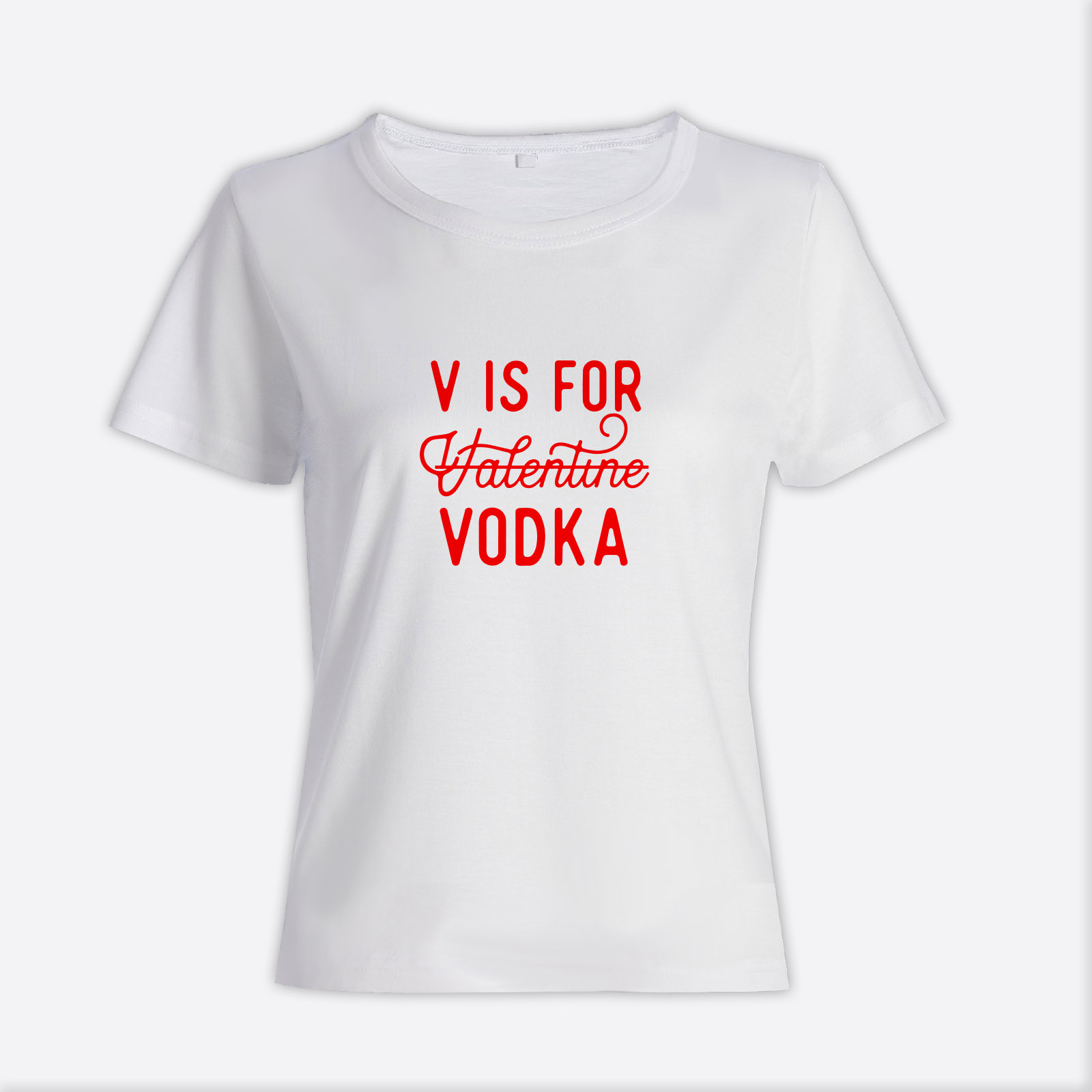 Футболка ко дню влюбленных с принтом V is Vodka