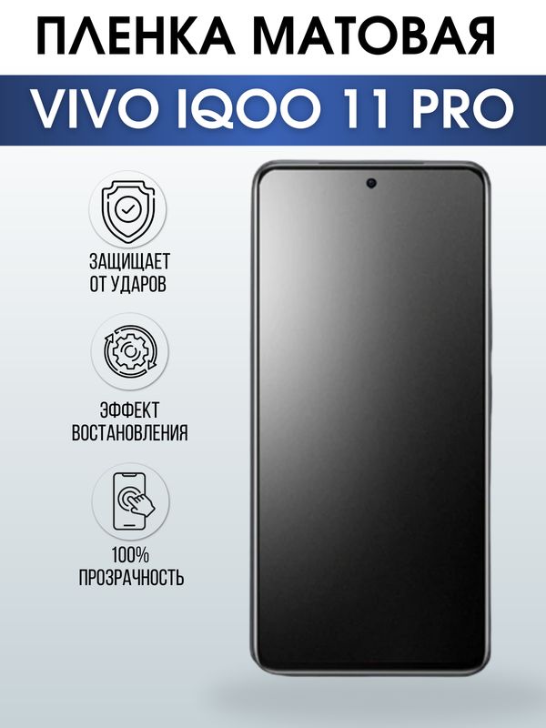 Защитная гидрогелевая пленка для смартфона Vivo IQOO 11 pro. Матовая полиуретановая плёнка на мобильный телефон, для защиты экрана.