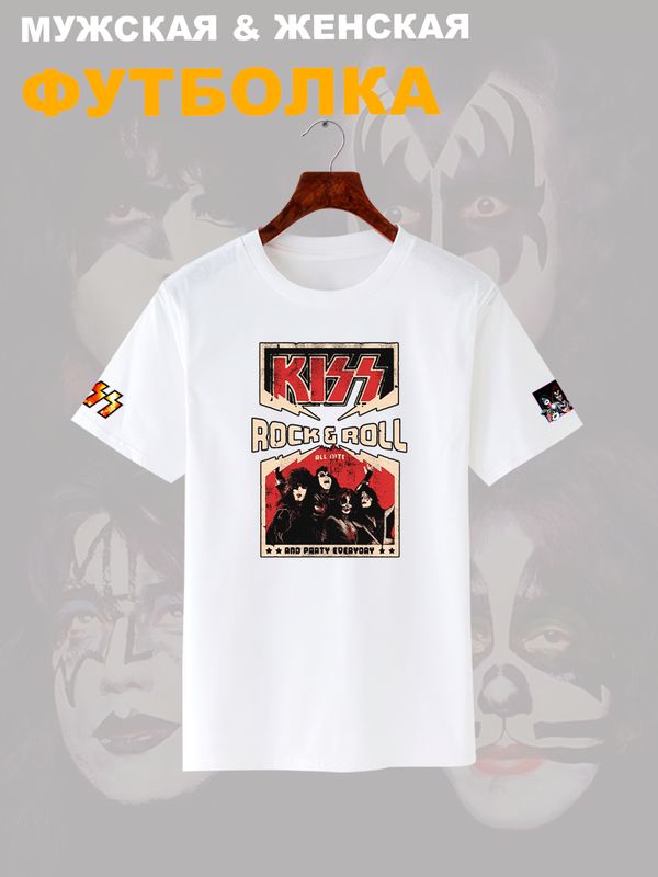 Футболка Kiss рок группа Кисс участники rock n roll с принтом