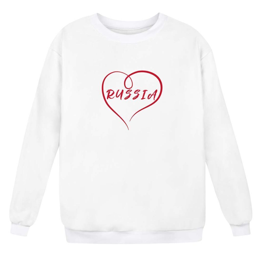 Толстовка без капюшона - свитшот белый с принтом 