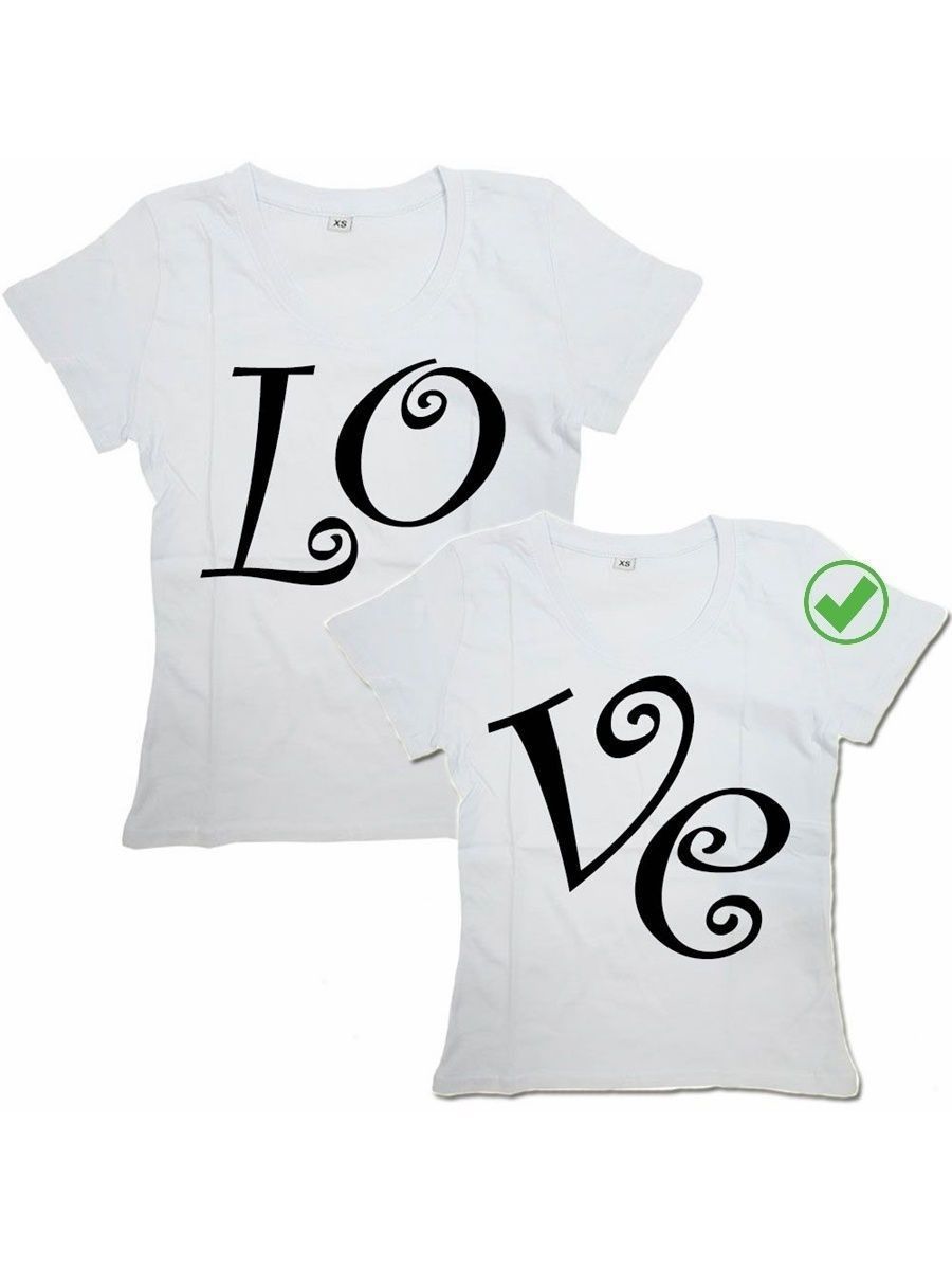 Футболки для двоих со смешными надписями с принтом Love