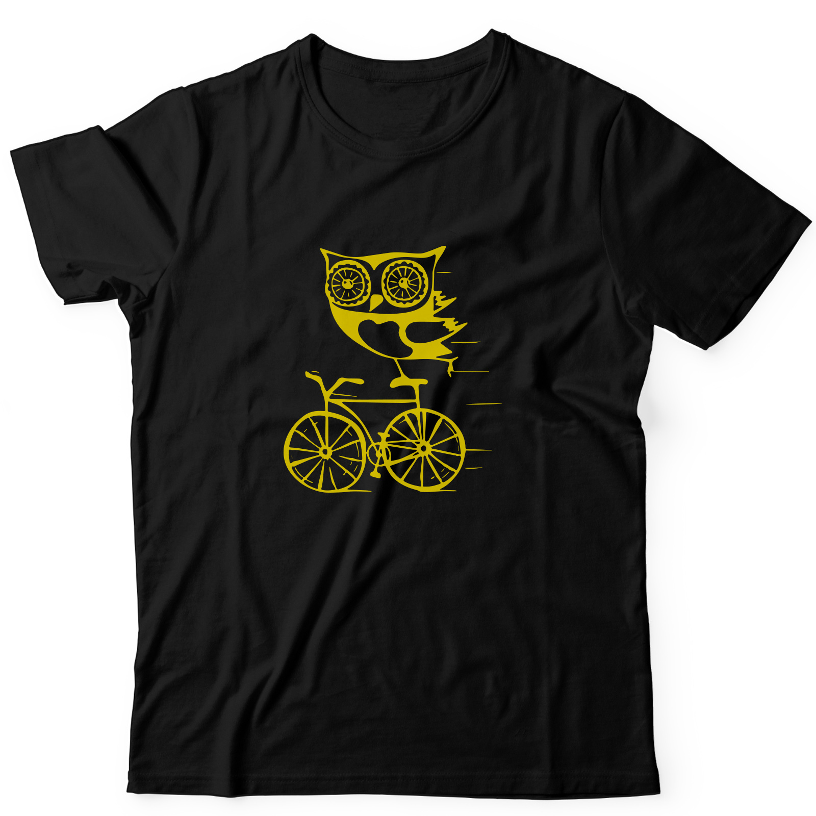 Футболка с прикольным принтом Сова на велосипеде