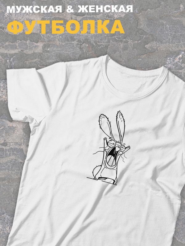 Футболка оверсайз с принтом-рисунком Злой заяц кролик.