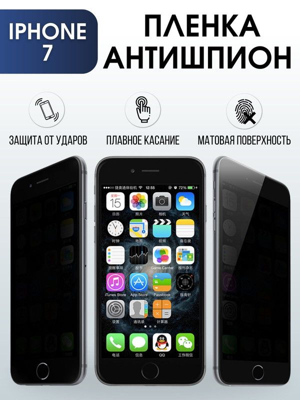 Защитная гидрогелевая пленка антишпион на телефон IPHONE 7, для защиты экрана телефонов