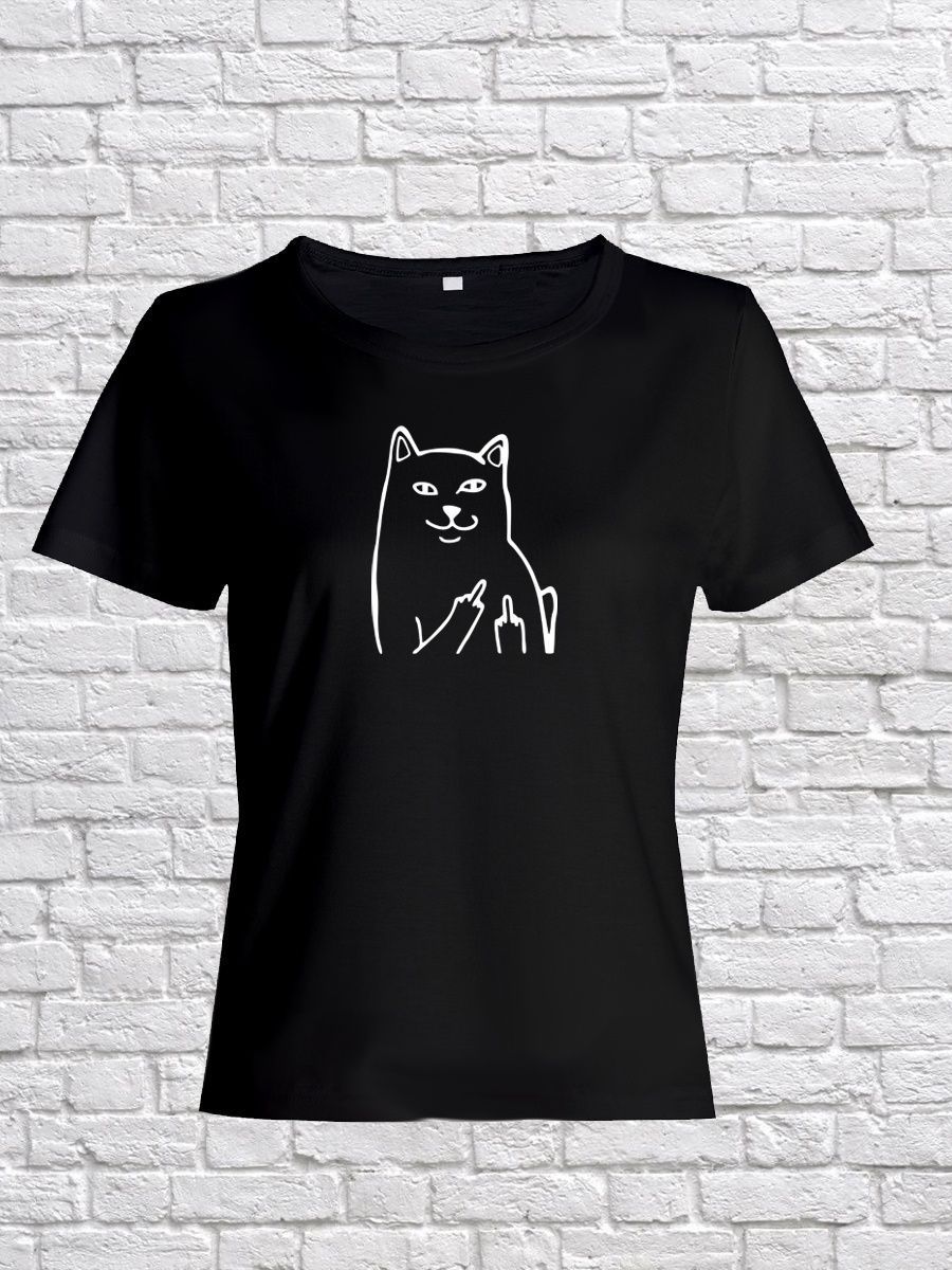 Футболка женская с принтом / черный / белый