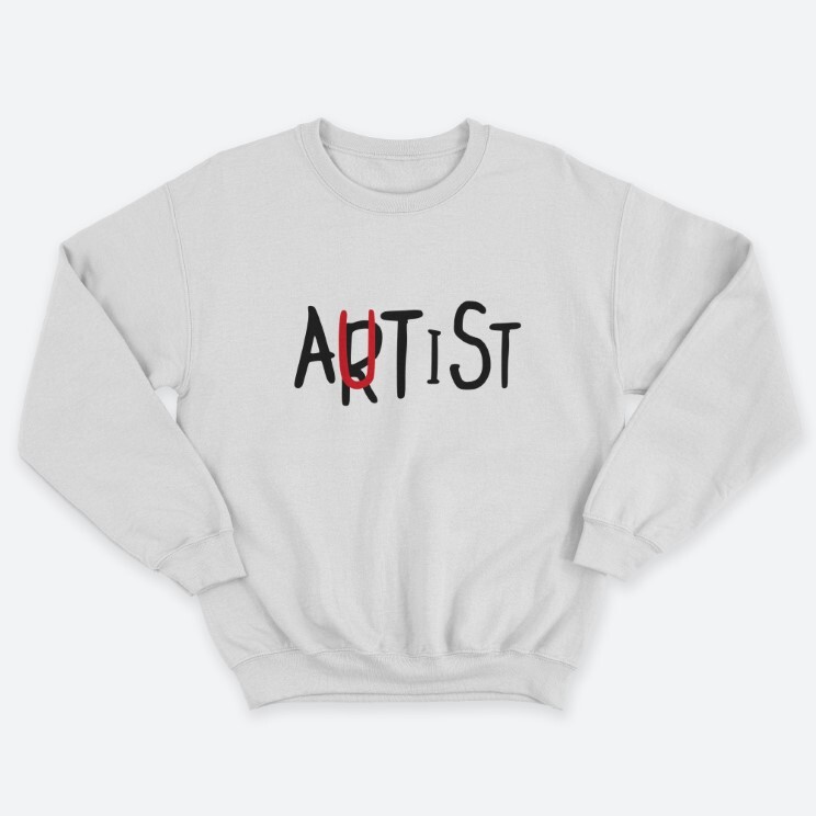 Прикольный мужской свитшот с надписью ArUtist. Прикольный мужской свитшот с надписью ArUtist.