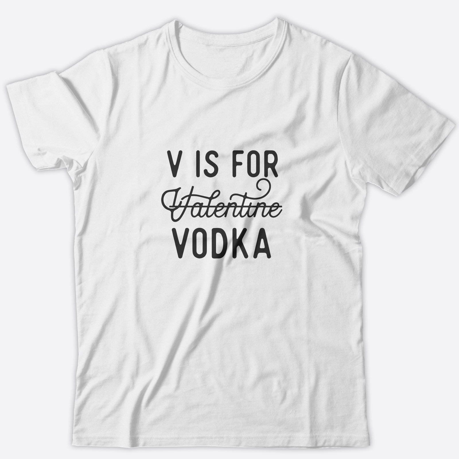Футболка ко дню влюбленных с принтом V is Vodka