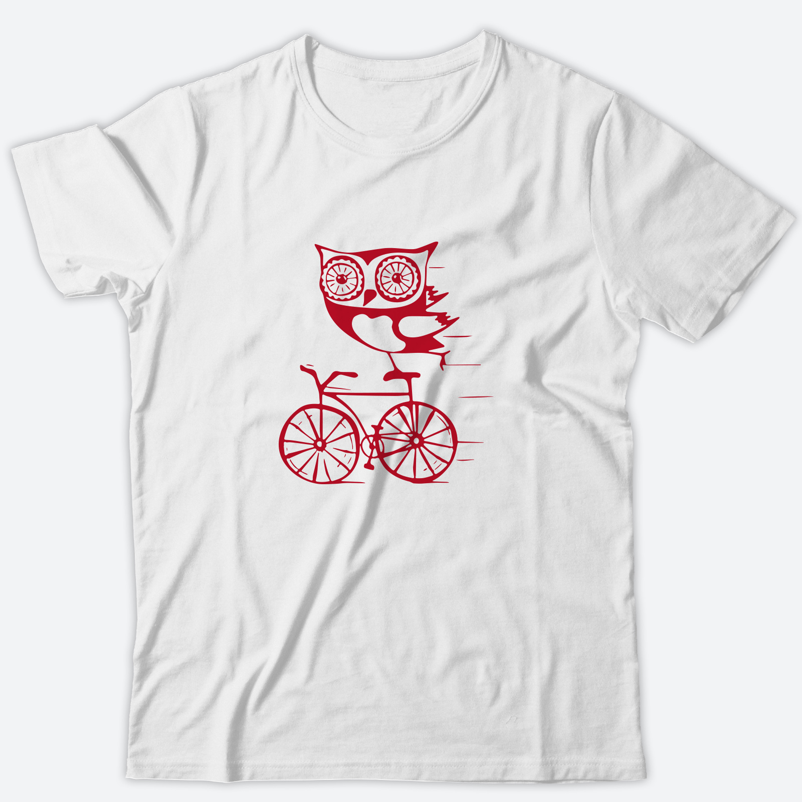 Футболка с прикольным принтом Сова на велосипеде