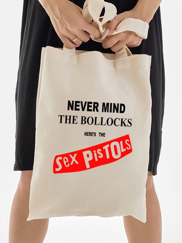 Шоппер бежевый с принтом Sex Pistols . Сумка для шопинга на плечо тканевая, мужская и женская.