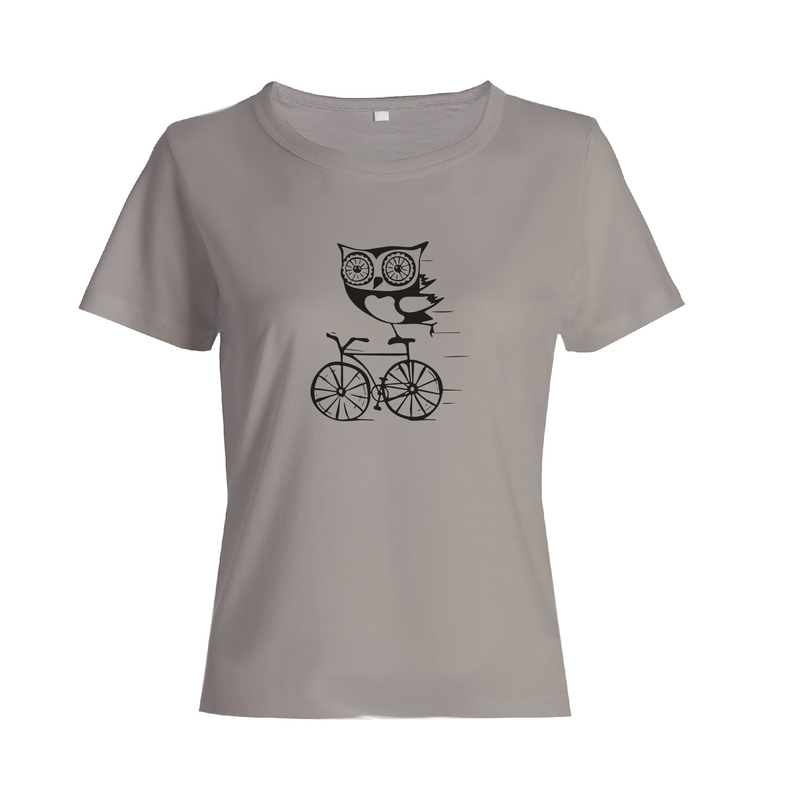 Футболка с прикольным принтом Сова на велосипеде