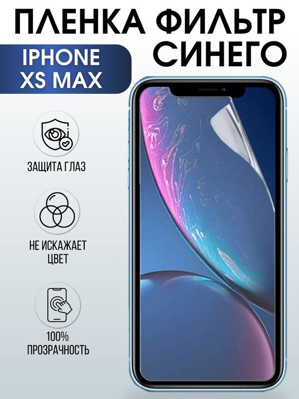 Защитная гидрогелевая пленка на телефон IPHONE XS MAX, anti blue ray фильтр синего, для защиты экрана телефонов