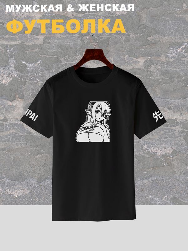 Футболка аниме тян девушка хентай hentai y2k оверсайз с принтом