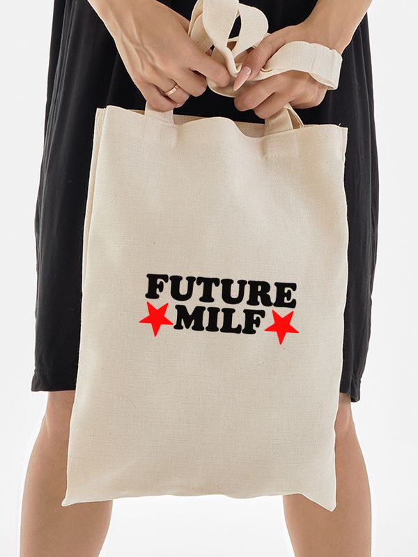 Шоппер с принтом и надписью