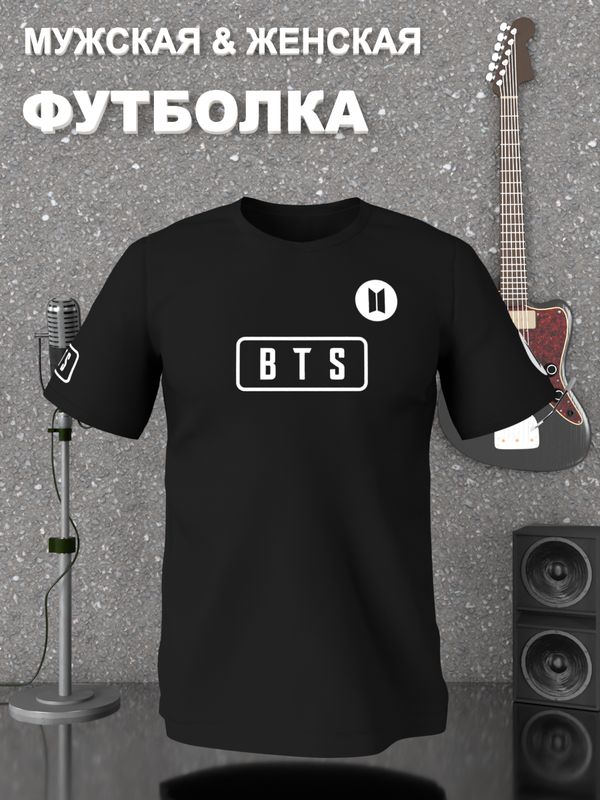 Футболка BTS logo к-поп группа БТС логотип с принтом