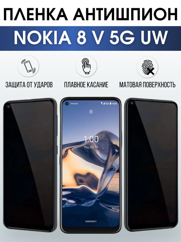 Защитная гидрогелевая пленка антишпион на телефон NOKIA 8V 5G UW, матовая гелевая пленка на смартфон NOKIA 8V 5G UW, для защиты экрана телефона