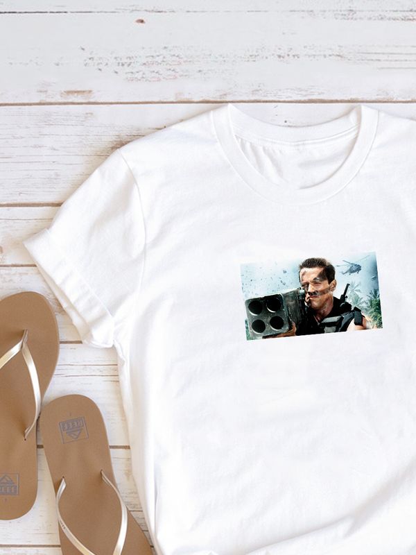 Футболка Арнольд Шварценеггер мем прикол 23 февраля с военным принтом