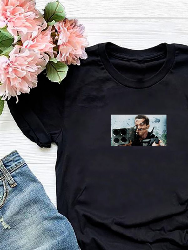 Футболка Арнольд Шварценеггер мем прикол 23 февраля с военным принтом