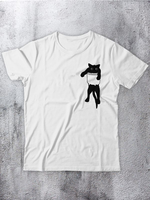 Футболка с принтом и надписью Кот в кармане