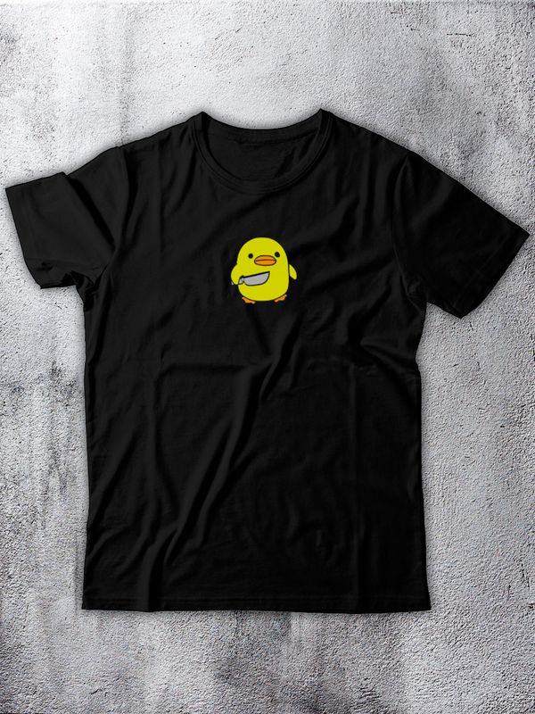 Футболка с надписью Утенок с ножом и рисунком