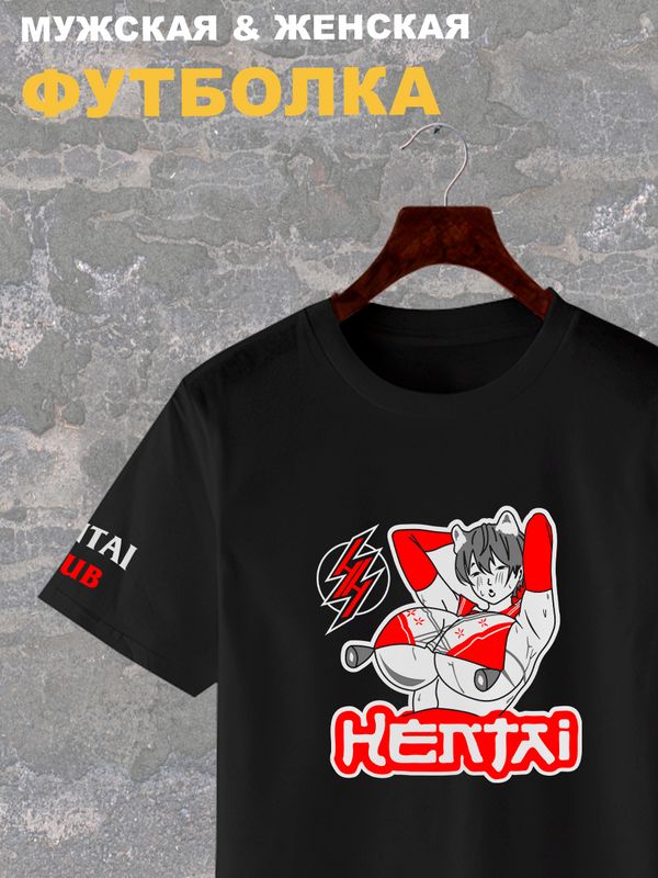 Футболка хентай тян anime, sexy hentai club с принтом ahegao