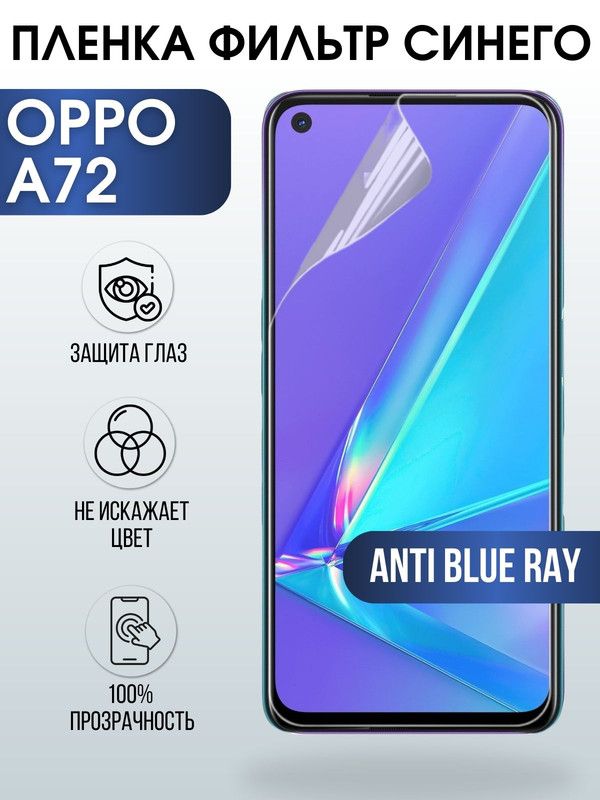 Защитная гидрогелевая пленка на телефон OPPO A72, anti blue ray фильтр синего, гелевая пленка на смартфон OPPO A72, для защиты экрана телефона