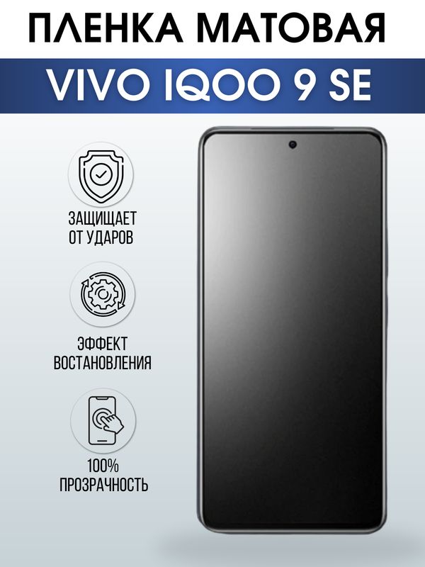 Защитная гидрогелевая пленка для смартфона Vivo IQOO 9 se. Матовая полиуретановая плёнка на мобильный телефон, для защиты экрана.