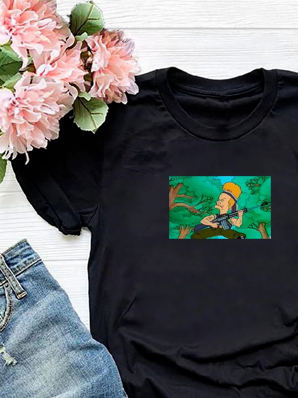 Футболка Бивис и Батхед Баттхед мем с военным принтом