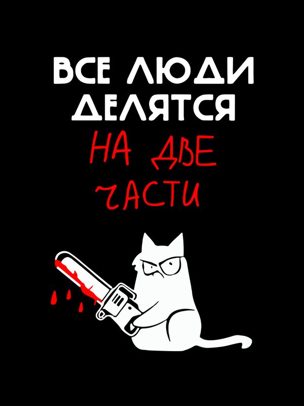 Футболка с надписью Все люди делятся на две части