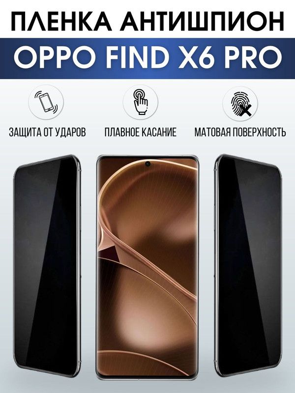 Защитная гидрогелевая пленка антишпион на телефон OPPO FIND X6 PRO, матовая гелевая пленка на смартфон OPPO FIND X6 PRO, для защиты экрана телефона
