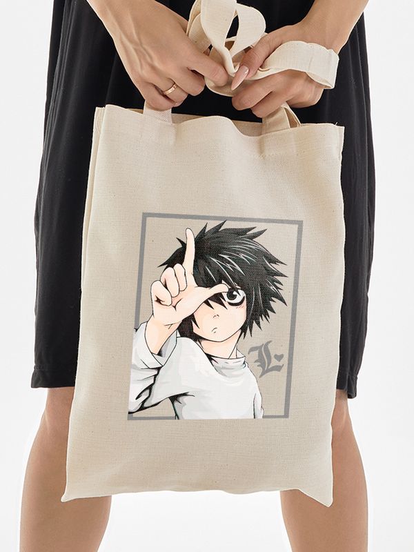 Шоппер с принтом и надписью