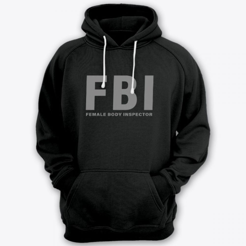 Прикольная мужская толстовка с капюшоном с надписью FBI Female Body Inspecto