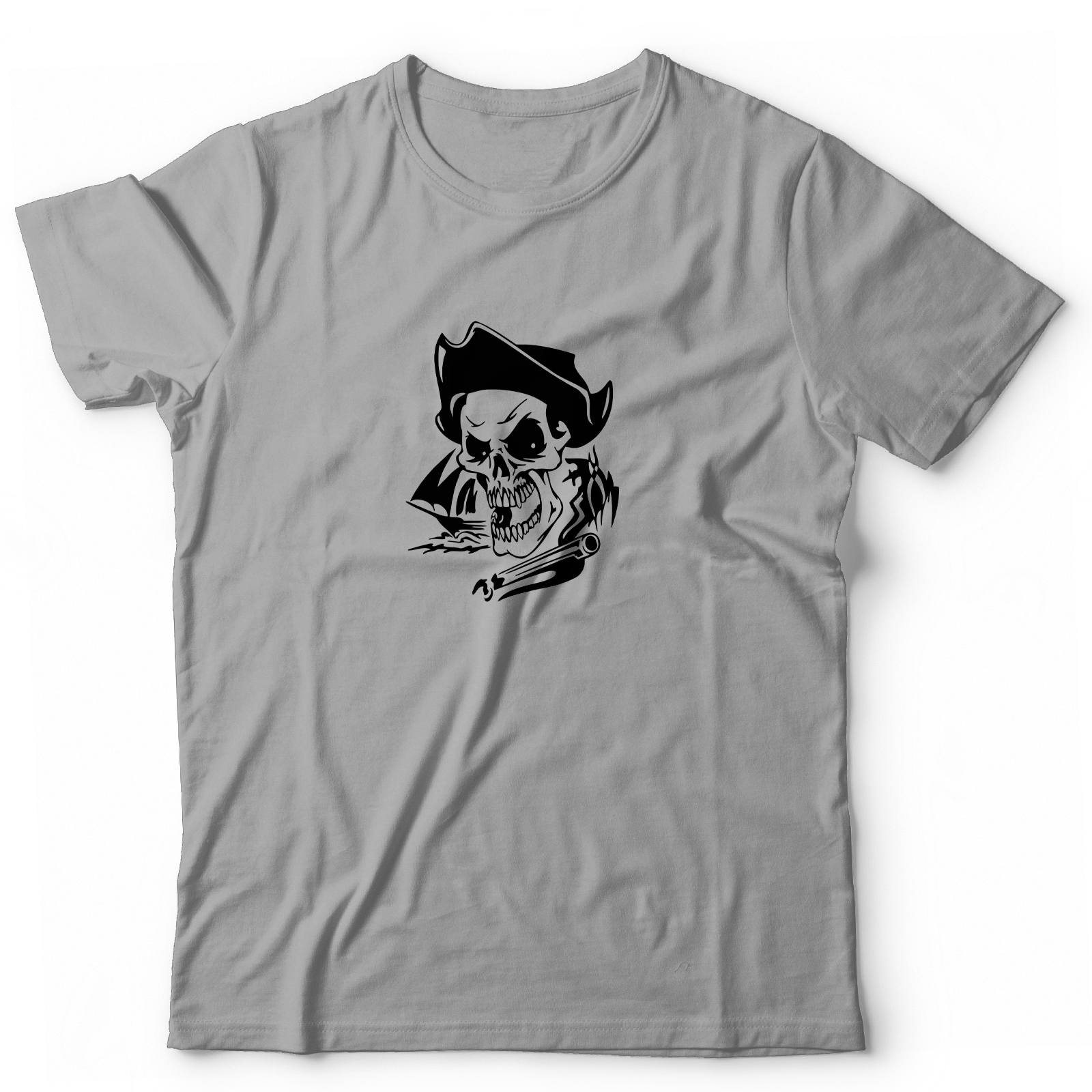 Футболка с черепом Пират с кораблем и ружьем оверсайз