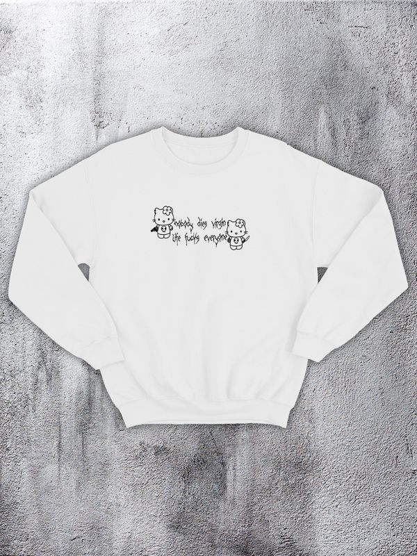 Свитшот женский белый с рисунком и надписью, мемом Hello Kitty без капюшона, аниме, оверсайз, унисекс. Кофты парные, эко худи на подарок мужчине, женщине, мужу, жене, парню, девушке, для подруг. Свитшот женский белый с рисунком и надписью, мемом Hello Kitty без капюшона, аниме, оверсайз, унисекс. Кофты парные, эко худи на подарок мужчине, женщине, мужу, жене, парню, девушке, для подруг.