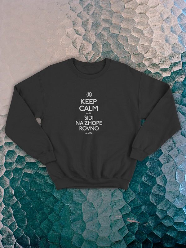 Женский черный свитшот с надписью Keep calm и рисунком, аниме, оверсайз, унисекс. Кофты с принтом, эко худи парные для женщин и мужчин, мужа и жены, влюбленной пары, парня и девушки без капюшона.