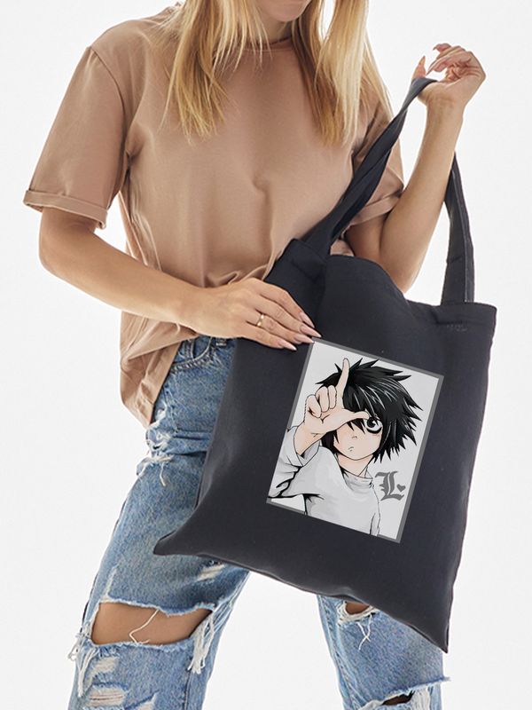 Шоппер с принтом и надписью