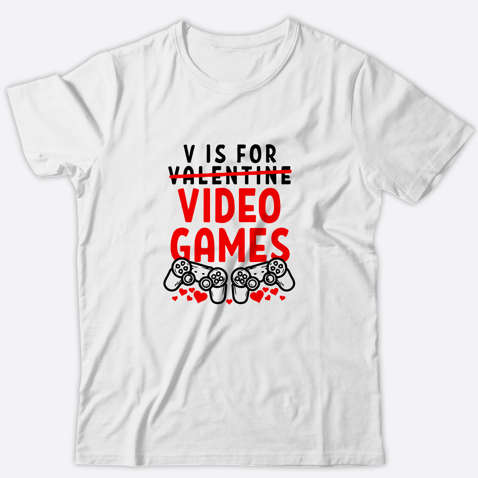 Футболка ко дню влюбленных с принтом V is for Video Games